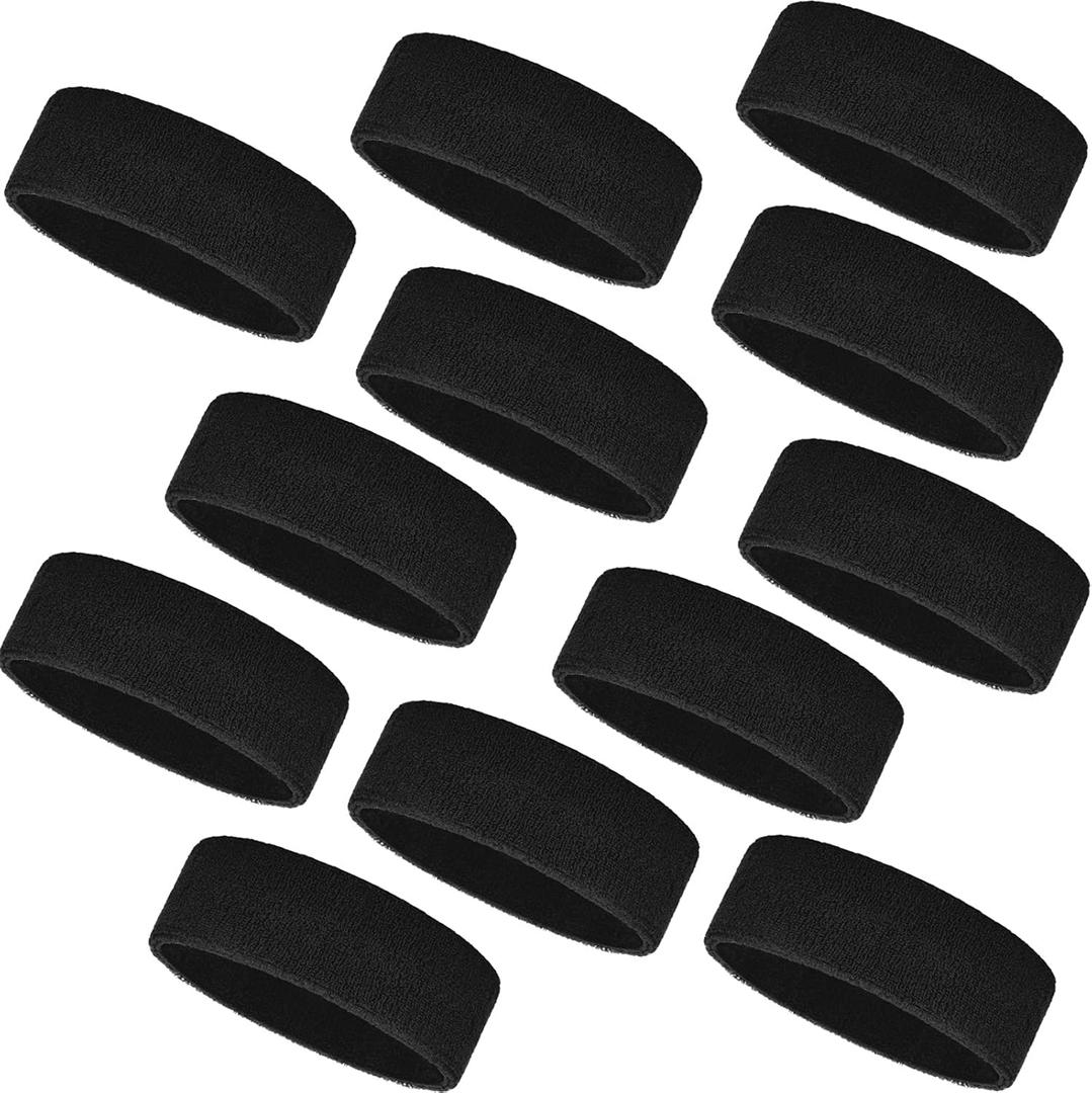 Bememo 12 Pcs Sweatbands Sport Headbands for Men & Women Basketball Headband Sport Competitions Sweat Headbands Running Terry Cloth Moisture Wicking for Yoga,Tennis,Gym,Exercise