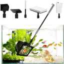 Upgraded Fish Tank Cleaner Kit Aquarium Cleaning Tools Algae Remover Scraper Scrubber Pad Adjustable Long Handle Glass Fish Tank Brush Cleaner Set with 6PCS Replacement Sponge