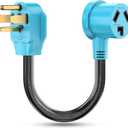 CircleCord Dryer Adapter Cord 3 Prong to 4 Prong Blue, 3P Older Dryer to 4P Newer House, Dryer Convert Cord NEMA 14-30P Plug to NEMA10-30R Receptacle, 30A 220V 10 AWG STW, ETL Listed