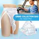 Catheter for Men, Urine Collection Bag for Elderly Men Male Age 80, Reusable Portable Silicone Urinal with 2 Bags (White-Men)