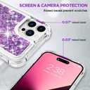 ANSHOW Compatible with iPhone 14 Pro Max Case for Women Girls Liquid Glitter Case,[ with Two Screen Protectors ] Cute Sparkly Clear Shiny Bling Sparkle Phone Cases Clear,Purple