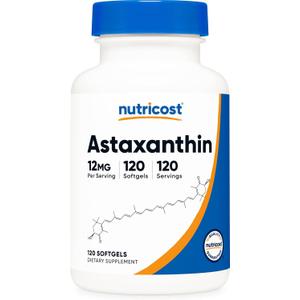 Nutricost Astaxanthin 12mg, Non-GMO and Gluten Free, 120 Softgels (4 Month Supply) Best By: 10/2028