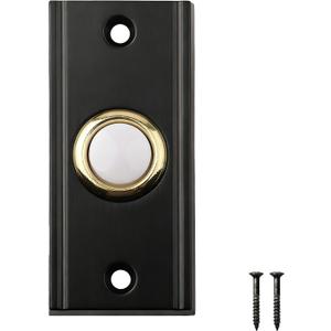 Vintage Style Wired Doorbell Button with Light, Replacement Doorbell Button for Existing Wired Systems, Antique Brass Finish for Home and Office (C)