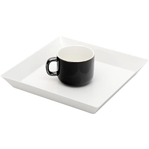 Youngever 2 Pack Plastic Serving Trays, Square Serving Platter for Parties, 10 inch x 10 inch (White)
