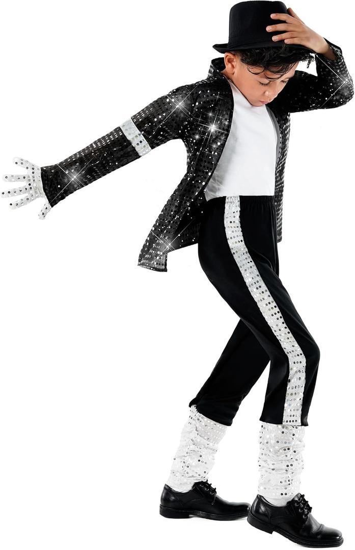 Morph Popstar Costume for Kids 80s Disco Outfits for Boys Retro Costume Kids 80s Party Wear Fun Dress Up (X-Large)