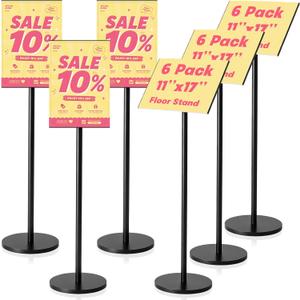 6 Pack 11x17 Inch Adjustable Sign Holder Heavy Duty Pedestal Floor Stand