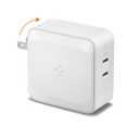 100W USB C Charger, Spigen [GaN II] 2 Port Foldable Power Adapter for MacBook Pro/Air, iPad Pro/Air, USB-C Laptop HP Dell XPS Pixelbook iPhone 16 15 14 Pro Max Type C Fast Wall Charger Block