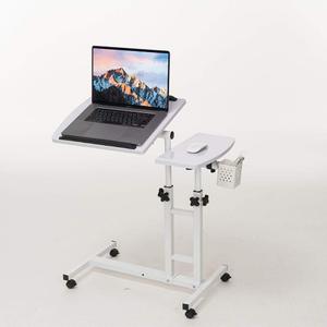 Adjustable Laptop Desk with Wheels, Overbed Bedside Desk, Wheels Height Adjustable Desk Cart,Standing Laptop Desk,Moveable Laptop Stand,Tilting Over Bed Table,Rolling Laptop Stand-White.