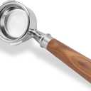 58mm Espresso Bottomless Portafilter with 2 Ear | Food Grade Stainless Steel Basket and Walnut Handle | 58mm Espresso Machine Accessories