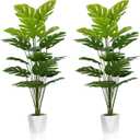 SAJANDAS Set of 2 Artificial Monstera Deliciosa Plants in Pots, Fake Tropical Palm Tree with Greenery Leaves Stems, 43 Inch Faux Swiss Cheese Floor Plants Indoor for Home, Office, Store Decor