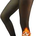 Fleece Lined Tights Sheer Women - Fake Translucent Warm Pantyhose Leggings Sheer Thick Tights for Winter (Medium, Black)