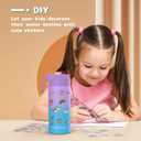 Kids Water Bottle, 2-Pack 16oz Water Bottles with Stickers and Straw, Stainless Steel Vacuum Insulated cup, Kids Water Bottle for School, Gifts for Boys and Girls(Blue/Purple)