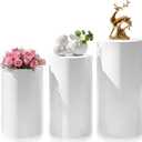 Zonon 3 Pcs White Cylinder Pedestal Stands for Party, Metal Display Stands Pillars for Wedding Bridal Ceremony Baby Shower Birthday Party Decorations, 29.5*14.2''(L), 23.6*13''(M), 21.7*11.8''(S)