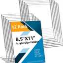 12 Pack Acrylic Sign Holder 8.5x11 Inches, Clear Plastic Table Paper Display Stand, L-Shape Vertical Menu Holder Stand, Clear Picture Photo Flyer Display Stand for Restaurants, Store, Office Desktop