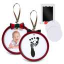 Babyprints Double-Sided Christmas Photo Ornament, 2 Sided Baby's First Christmas Holiday Keepsake Ornament with Inkless Hand and Footprint Ink Pad, Newborn Handprint or Footprint Kit Christmas Gift
