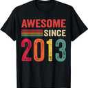 Awesome Since 2013 12th Birthday Retro T-Shirt, M