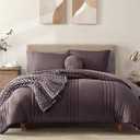 Monbix Queen Comforter Set - 7 Pieces ltalian Plum Bed in a Bag Queen Bedding Sets with Comforters, All Seasons Down Alternative Comforter Bed Set with Sheets,Pillowcases & Shams, Color: Ltalian Plum