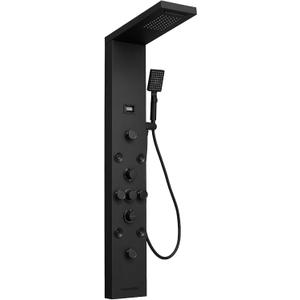 Shower Panel, Shower Tower, Bathroom Shower Panel Tower System, 6 IN 1 Shower Functions, Stainless Steel Wall Mounted, Black
