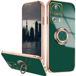 Compatible with Xiaomi 13 Lite Case Ring Holder Magnet Green, for Xiaomi 13 Lite Phone Case Silicone Shockproof Plate Luxury Slim Cover (Dark Green) Compatible with Xiaomi 13 Lite Case Ring Holder Magnet Green, for Xiaomi 13 Lite Phone Case Silicone Shockproof Plate Luxury Slim Cover (Dark Green)