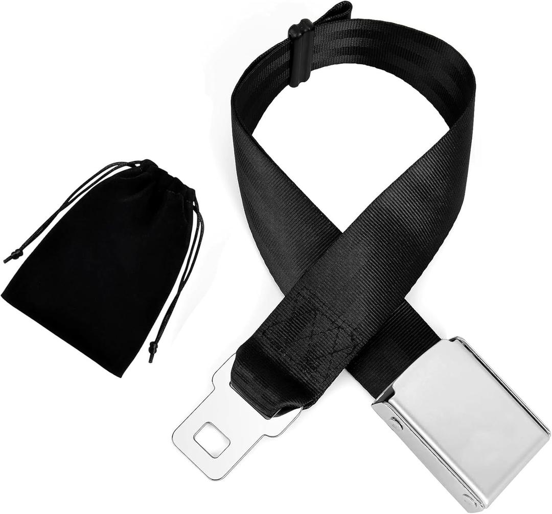Airplane Seat Belt Extender, Adjustable 7-32"" Airplane Seatbelt Extender - FITS ALL Airlines in US Except Southwest (Black)
