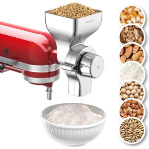 All Metal Grain Mill Attachment For Kitchenaid Stand Mixer, 12 Levels Flour Mill Grinder for Home, Fit for Grinding Wheat, Corn, Oats, Buckwheat,Millet and Other Cereals
