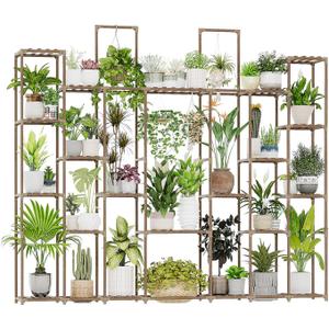 Bamworld Plant Stand Indoor 30 Pots Large Plant Shelf Wide Tall Outdoor Plant Holder Wood for Multiple Plants Plant Rack for Living Room Garden Balcony Flower