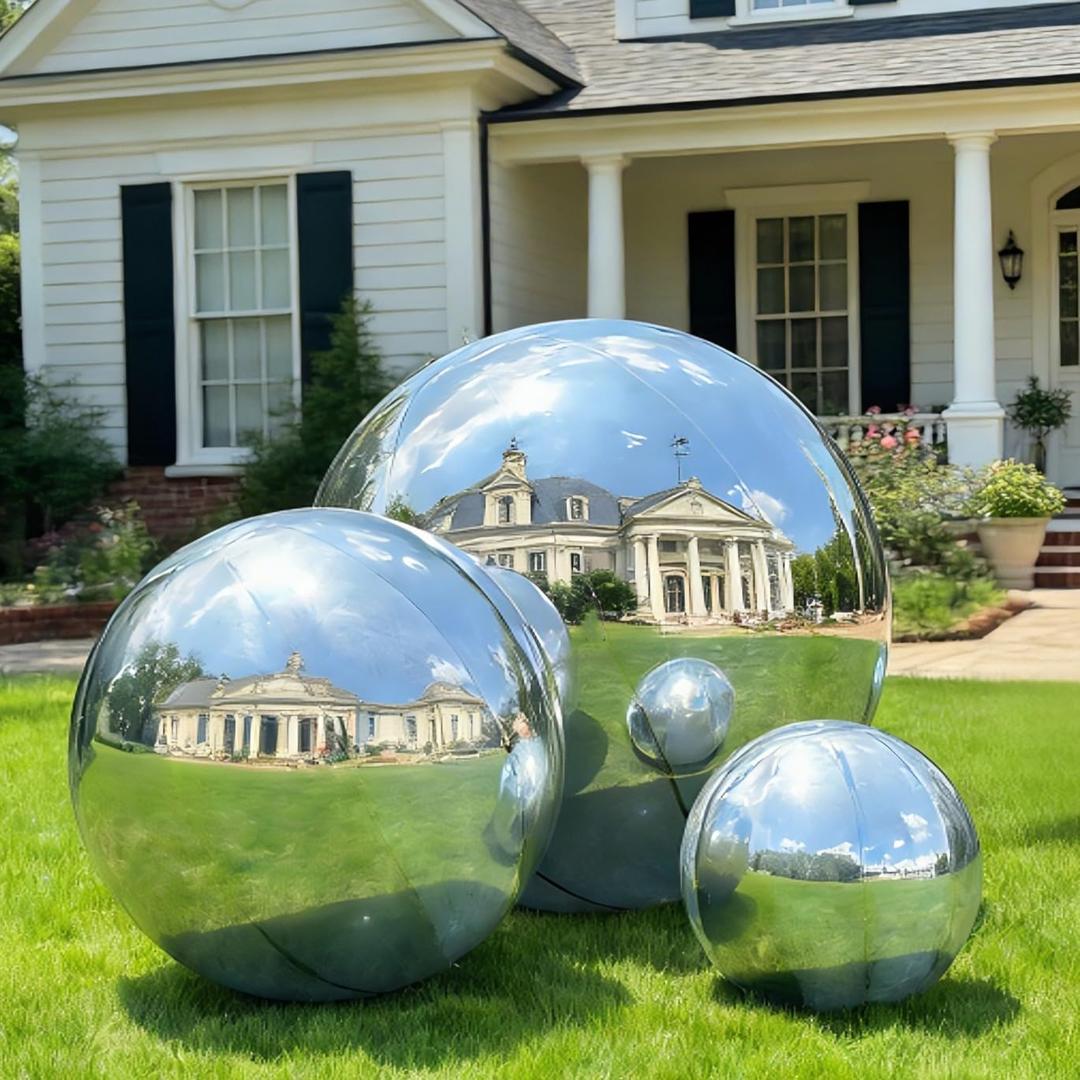 3 Pcs Silver Inflatable Mirror Ball, Big Shinny Mirror Balls Reusable Large PVC Disco Ball Balloon for Large Event Decoration, Party, Concerts, Stage, Wedding Decor, Without Air Pump (3Pcs 19.7in+31.5in+39.4in)