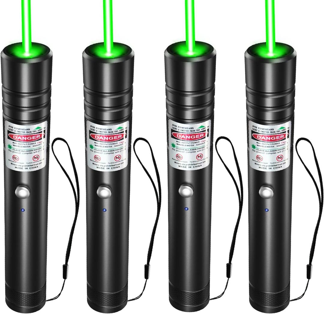 [4 Packs] Professional Rechargeable Green Light Flashlight Long Distance Range for TV/LED/LCD Screens Tactical Flashlights Presentation Office/Outdoors/Astronomic/Construction [001]