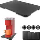 Appliance Slider 360 Rolling Tray for Coffee Maker Bamboo Coffee Pot Slider Tray Countertop Rotation Sliding Tray with Wheels, Small Appliances Mat Easily from Under the Cabinet Black(13.9"9.4")