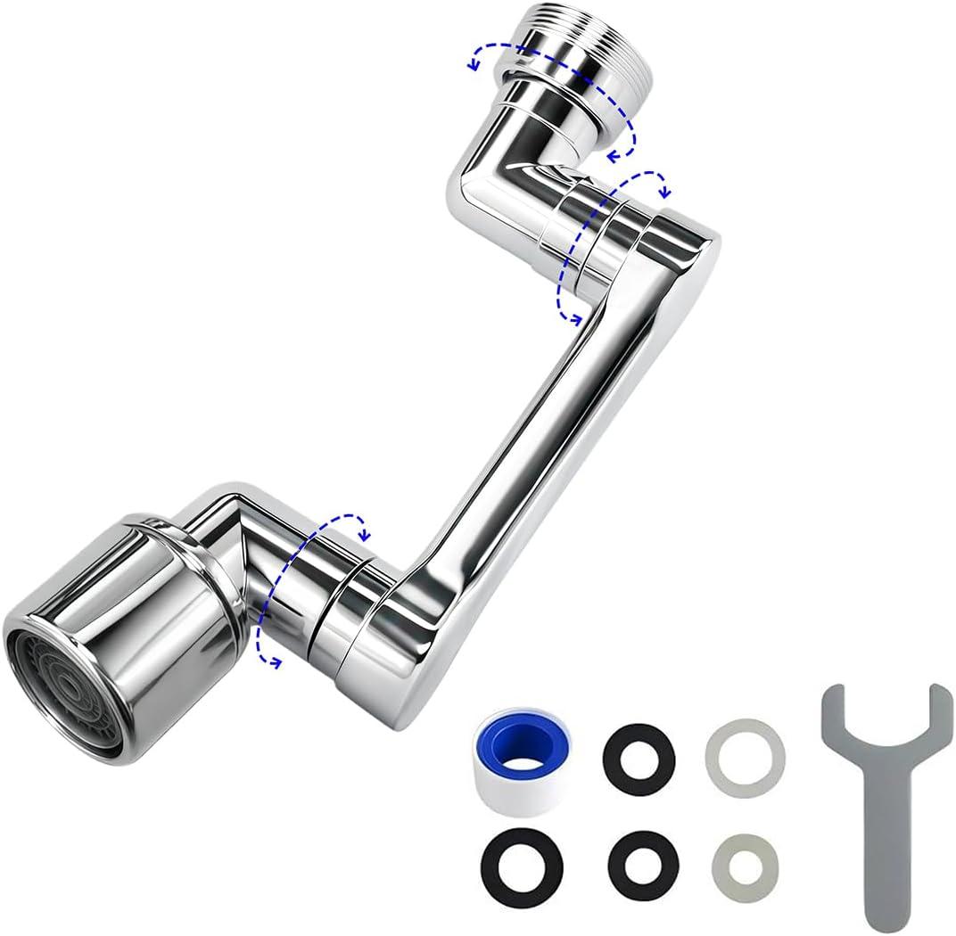 1080 Swivel Faucet Extender, Heavy Duty Rotating Sink Extension, Universal Swivel Multifunctional Robotic Arm, Rotating Splash Filter Extension Faucet Aerator for Kitchen Bathroom-1 Pcs