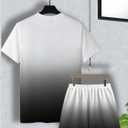 Men's Casual Outfits 2 Piece Ombre Letter Graphic Tees and Drawstring Basketball Shorts Tracksuits (M)