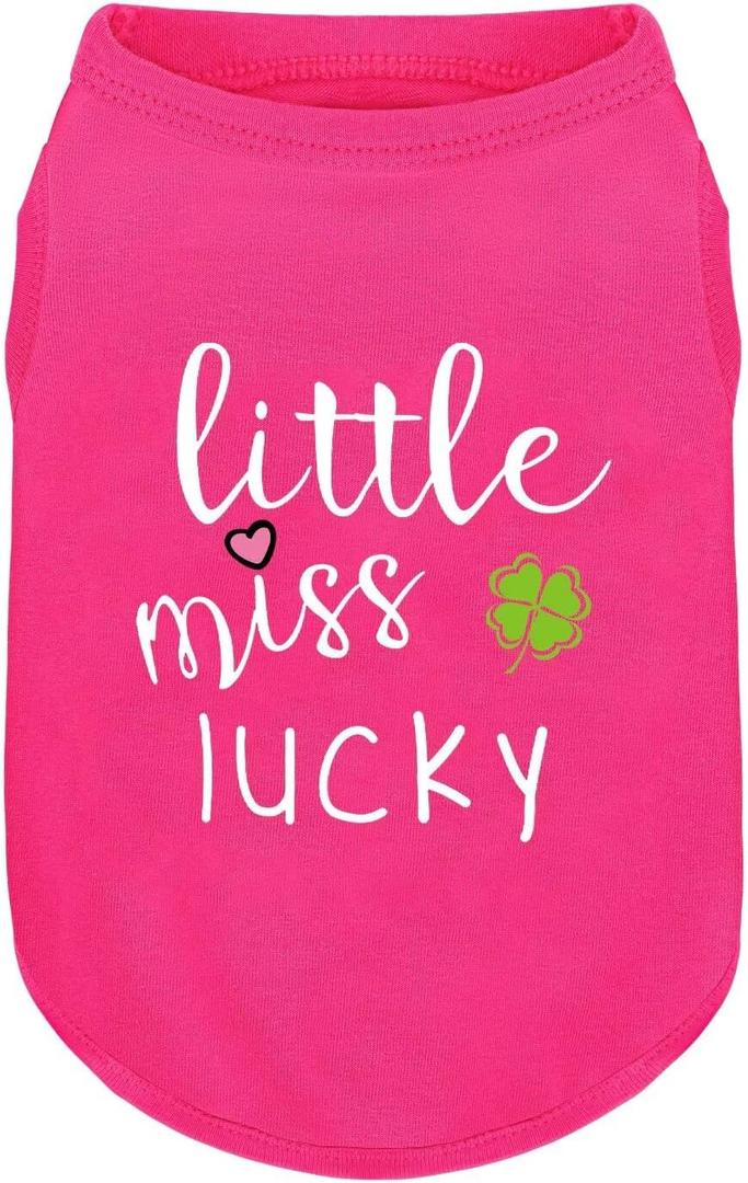 Pink Cotton Dog Shirt with 'Little Miss Lucky' Print, Soft & Breathable Pet Apparel for Dogs, All-Season Sleeveless Vest, Cute and Comfortable Dog Outfit.Pink Four-Leaf Clover 4XL