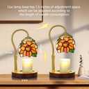 Sunflower Tiffany-Style Candle Warmer Lamp with 2 Bulbs - Handcrafted Stained Glass, Height-Adjustable Timer & 4 Dimmer Levels, No Assembly Required, Fits Jars up to 5"
