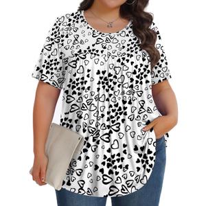 Womens Plus Size Tops Tunic Short Sleeve Crew Neck Shirts Casual Soft Blouse 1X-5X (White, XXXL)