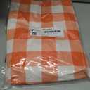 Smiry Round Picnic Tablecloth, Elastic Waterproof Fitted Vinyl Tablecloths for 57"-68" Tables, Flannel Backed Buffalo Plaid Table Cover for Dining, Camping, Outdoor, Thanksgiving, White and Orange