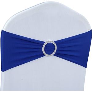 Babenest Spandex Chair Sashes Bows 50PCS Premium Stretch Chair Cover Band with Buckle Slider Universal Elastic Chair Ties for Wedding Party Ceremony Reception Banquet Decoration (Royal Bule)