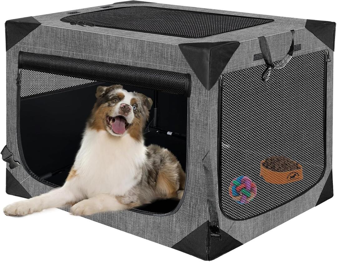 Dog Crate 30x21x21 Inch for Large or Medium Dogs, Portable and Foldable Design Perfect for Travel or Home Use, Dog Kennel with 3-Door (Deep Grey, 36 * 25 * 25)