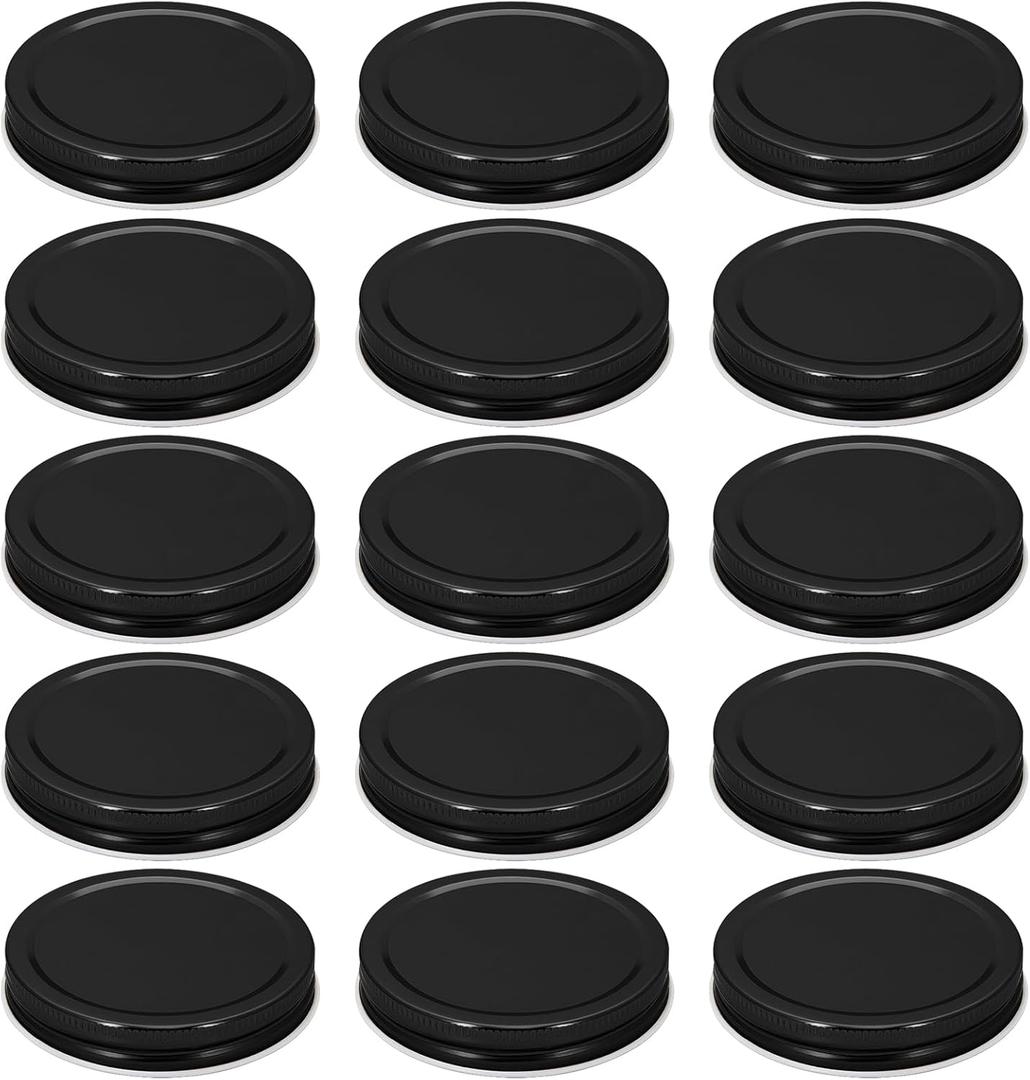 30Pcs Black 10pcs Mason Jar Lids, 86mm/3.38" Wide Mouth Plate Caps Leak Proof for Canning Jars Premium Tinplate Material Excellent Sealing (30)