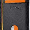 Buffway Slim Minimalist Front Pocket RFID Blocking Leather Wallets for Men and Women (Cross Black)