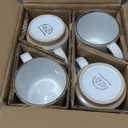 GBHOME 12OZ Stackable Coffee Mugs, Ceramic Coffee Mugs with Texture Patterns for Man,Woman,Dad,Mom, Modern Coffee Mugs Set of 4 for Latte/Cappuccino/Cocoa. Dishwasher&Microwave Safe, Off White