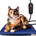 Outdoor Pet Heating Pad for Cats Dogs,Upgraded Electric Cat Dog Heating Pad 6 Levels Adjustable Temperature Dog Cat Heated Pad Mat with Timer,Waterproof Heated Cat Dog Bed Mat with Chew Resistant Cord (L: 28'' x 16'', NavyBlue)