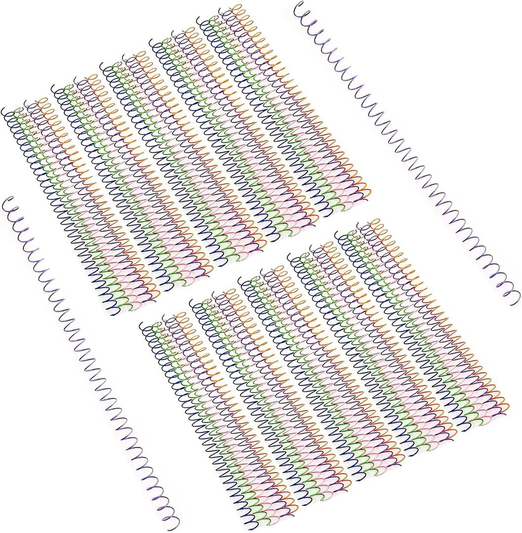 Markeny 50 PCS Multicolor Plastic Spiral Binding Coils Binding Spirals Multi Size Spiral Binding Spines Binder Combs Spines