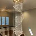 D24'' x H78'' Crystal Chandelier for Entryway High Ceiling Chandeliers Glam Chandelier Modern Large Raindrop Chandeliers LED Dimmable Light Fixtures for Staircaes Foyer Living Room Gold