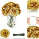 LELEE Rose Head Flowers with Stem - 108pcs Gold Rose Artificial Flowers Bulk - 3.1'' Silk Roses Fake Flower for Wedding Bouquet Party Home Decor DIY Baby Shower Centerpieces Tables Decoration