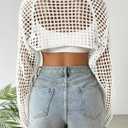 Women's Lightweight Crop Cardigan Crochet Knit Long Sleeve Bolero Shrug Sweater, Size XL