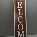 Surfapans Welcome Sign for Front porch Standing 45"X9"Large Wood Frame Outdoor Tall Welcome Signs Vertical Decor for Farmhouse Rustic Home Modern Outside Front Door Wall Decorations (White Wood)