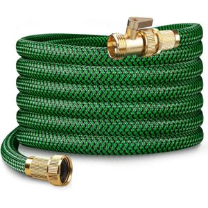 Upgraded Garden Hose 50ft, Non-Expandable Hose, Heavy Duty Kink-Resistant Flexible Water Hose with High-Density Fabric,LeakProof Hose Metal Shut-Off Valve Connector for Patio, Car Wash. (50FT)