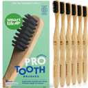 SmartLifeco Charcoal Bamboo Toothbrushes PRO - Extra Soft Natural Bristles for Adults & Kids Teeth | Zero Waste Bulk Wooden Tooth Brush | BPA Free, Eco-Friendly, Vegan - 6 Pack