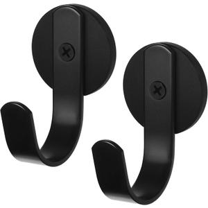 Magnetic Wreath Hanger, Magnet Wreath Hooks with Rubber Coated for Fridge Metal Front Door, Black, 2 Pcs