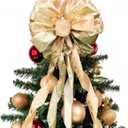 45 * 13Inch Christmas Tree Topper Bow Decoration, Large Glitter Tree Decoration Ornaments(Gold)